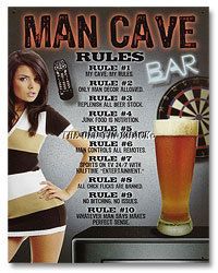   Metal Sign   Man Cave Rules Bar Pub Tavern Garage Domain #1713  