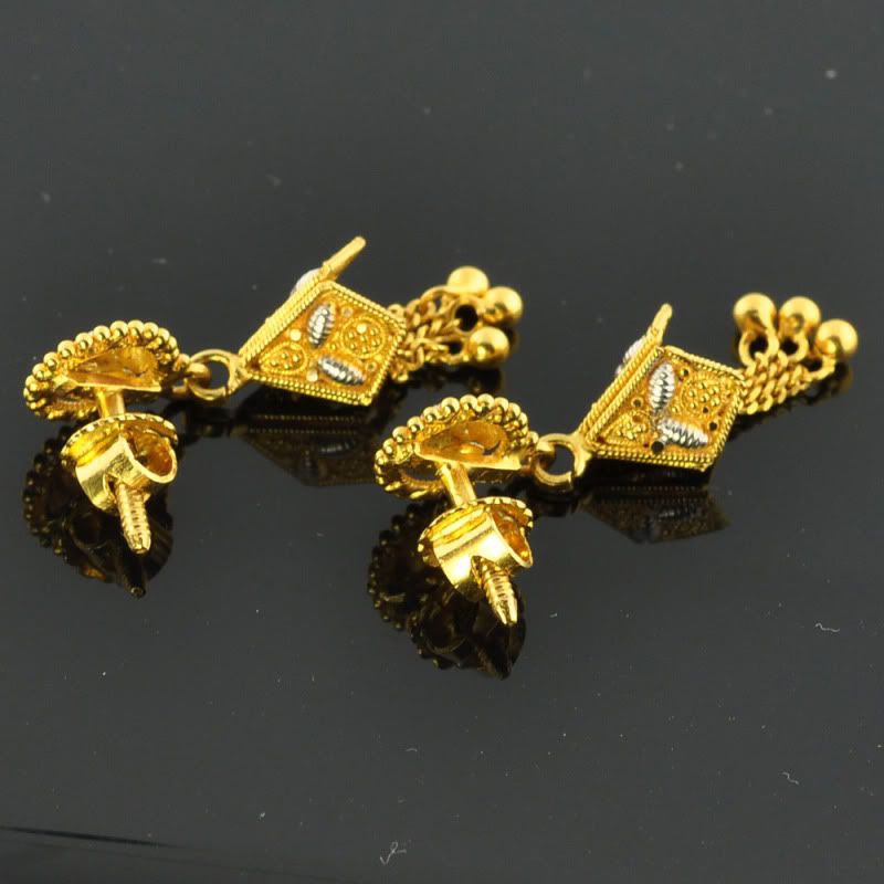 22k Solid Yellow Gold Post Earrings With Backs PAIR  
