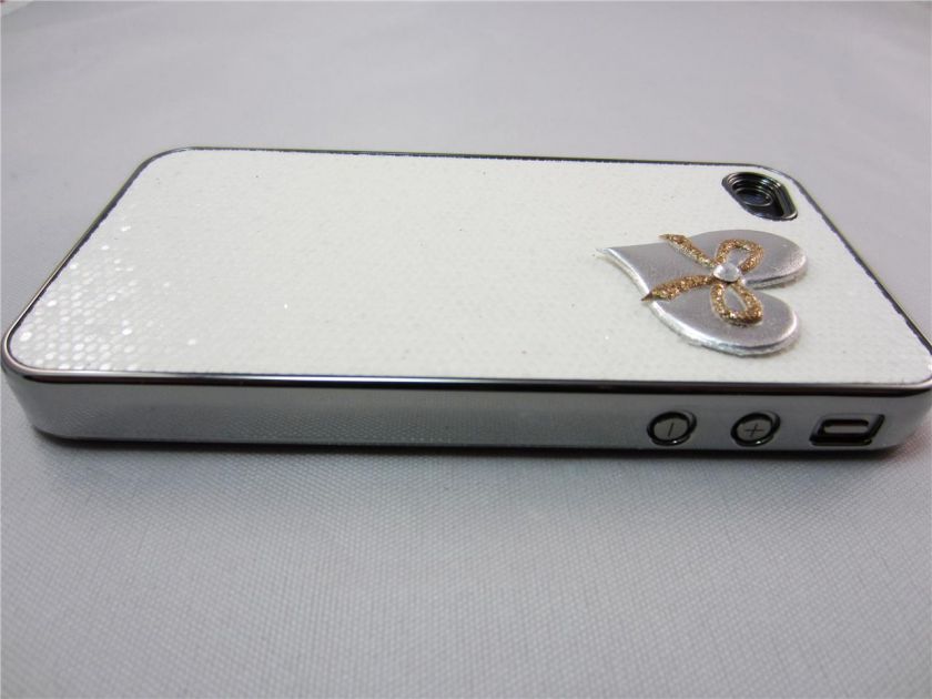   Heart Bow Glitter Bling Back Case Cover Skin Protector for iPhone 4 4G