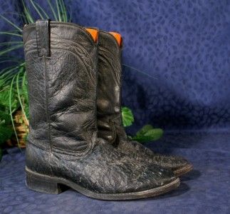 Vintage Black DAN POST Ostrich Rancher Cowboy Boots 8D  