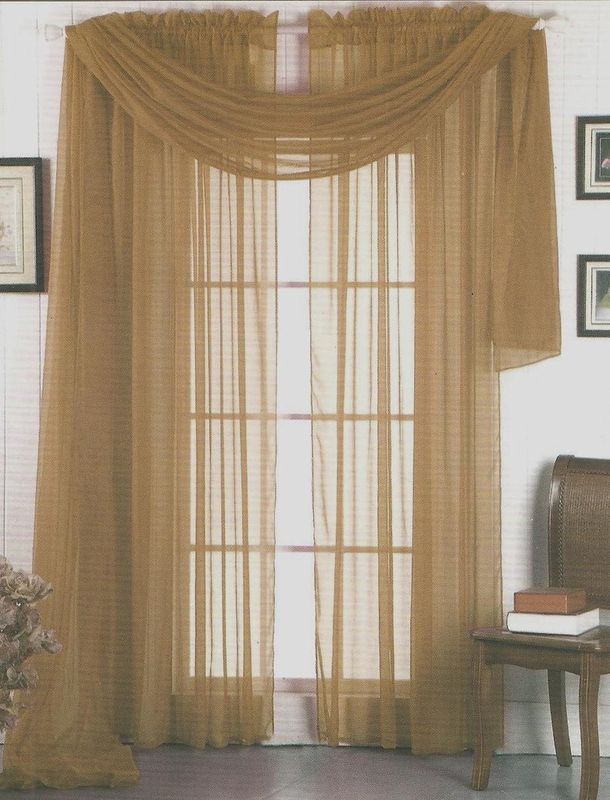 SHEER / SHEERS VOILE CURTAINS 84 LONG TAUPE TAN  