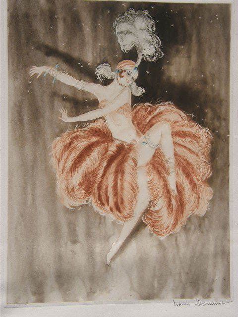 ORIGINAL c1930 SIGNED FRENCH DANCING GIRL ETCHING ART DECO school of 