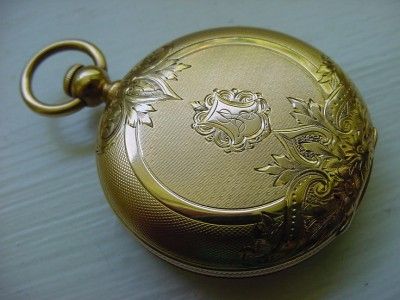 Antique James Perret Pocket Watch 18k Gold Key Wind Set  