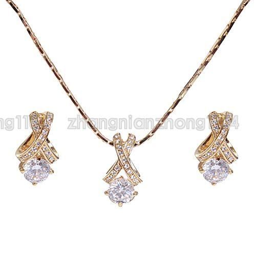 18K Gold Plated Swarovski Crystal Jewelry Set 213318  