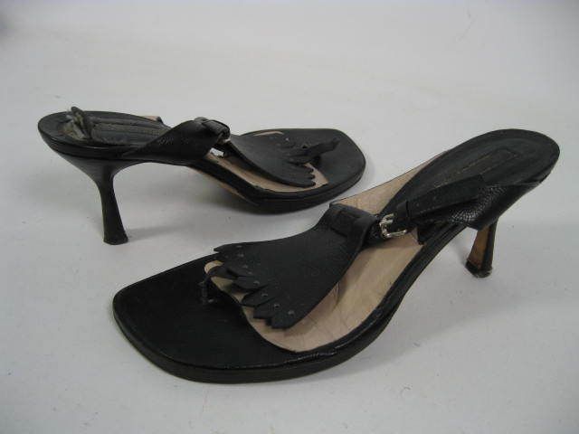 MICHAEL KORS Black Leather Thong Sandals Shoes 6.5  