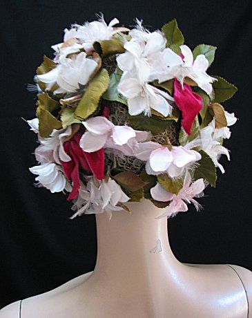 VINAGE FLOWER GARDEN HAT, CHRISTIAN DIOR chapeaux #1228  