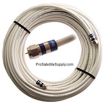 60 FT SOLID COPPER WHITE RG6 COAX w/ DIGICON CONNECTORS  