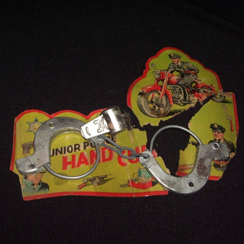 1950 Police Play Set, JUNIOR POLICE Handcuffs & Whistle  
